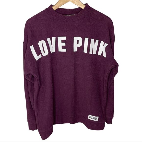 Victoria’s Secret Love Pink Burgundy Sweatshirt Size Small - Picture 1 of 6